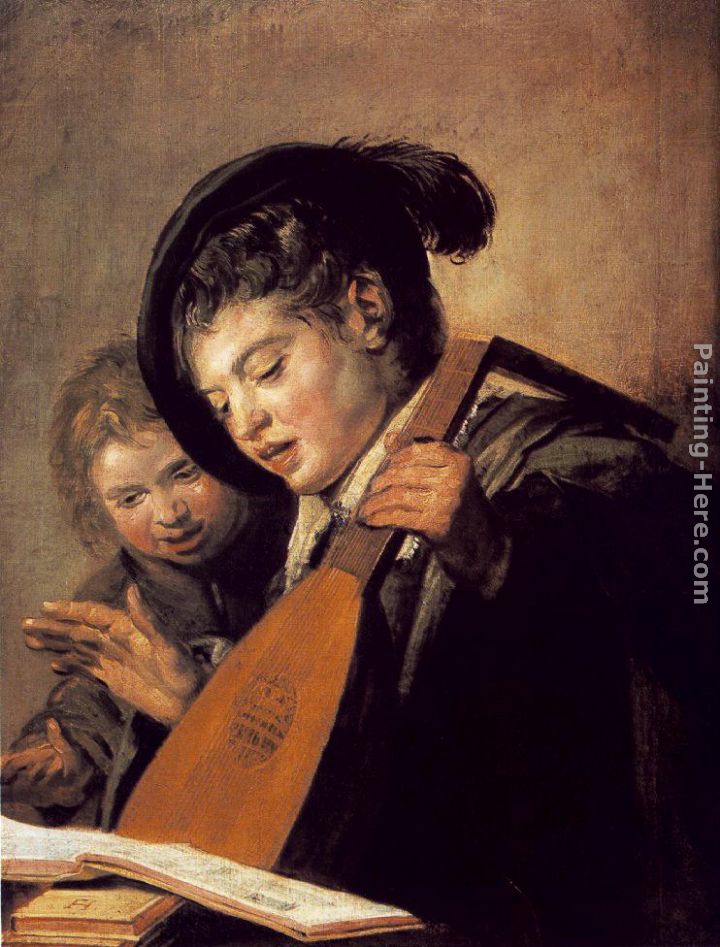 Two Boys Singing painting - Frans Hals Two Boys Singing art painting
